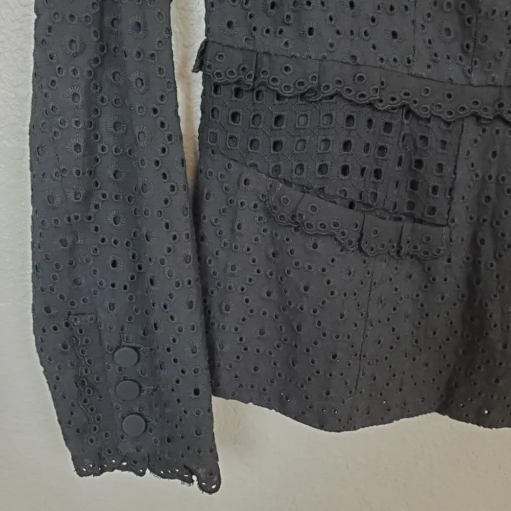 Cabi Blazer Womens Size 4 Eyelet Flamenco Jacket Lace 5293‎ Black Long Sleeve